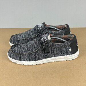 Hey Dude Wally Sox Casual Loafers Mens 10 Black White Low Top Comfort